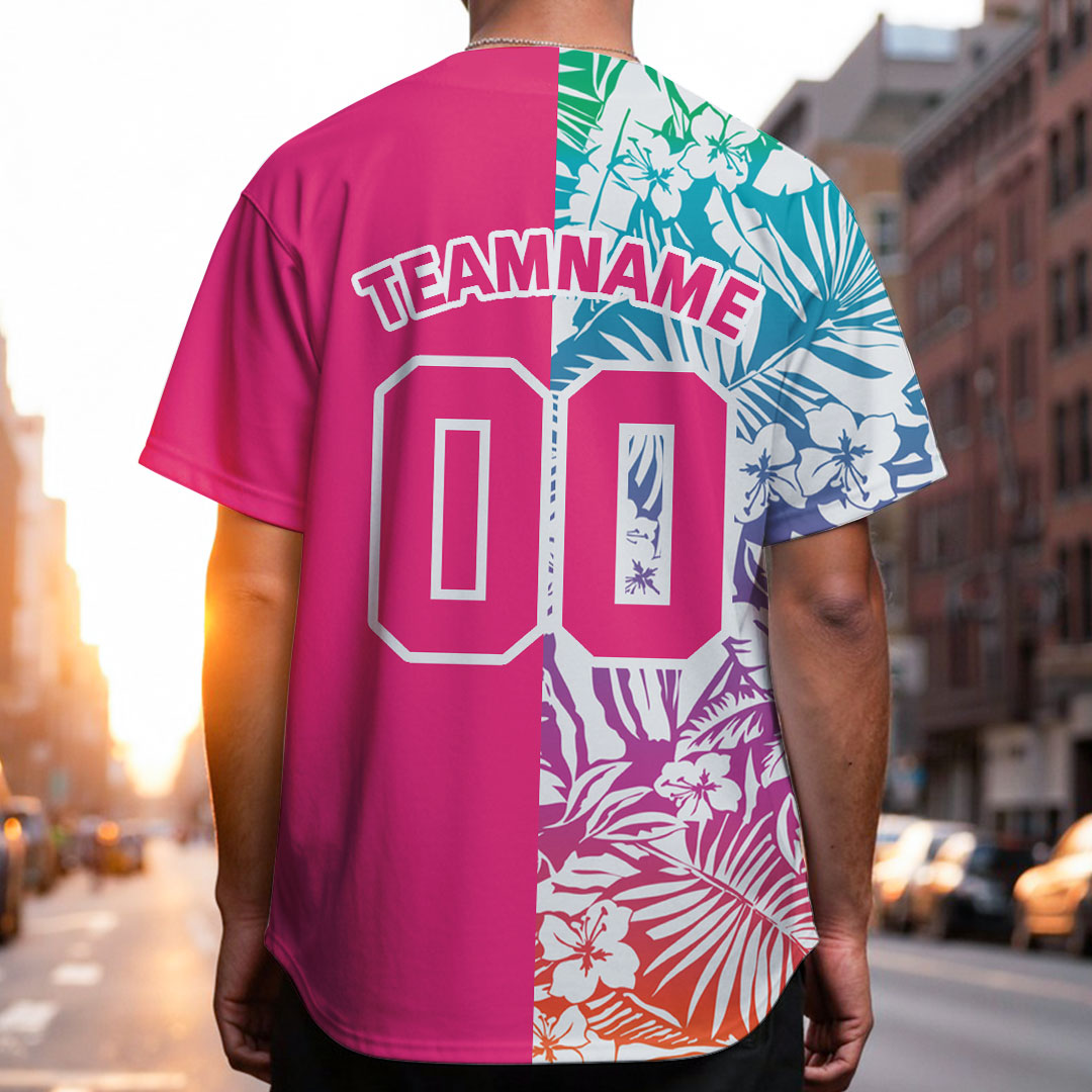 Custom Baseball Jersey with Tropical Pattern