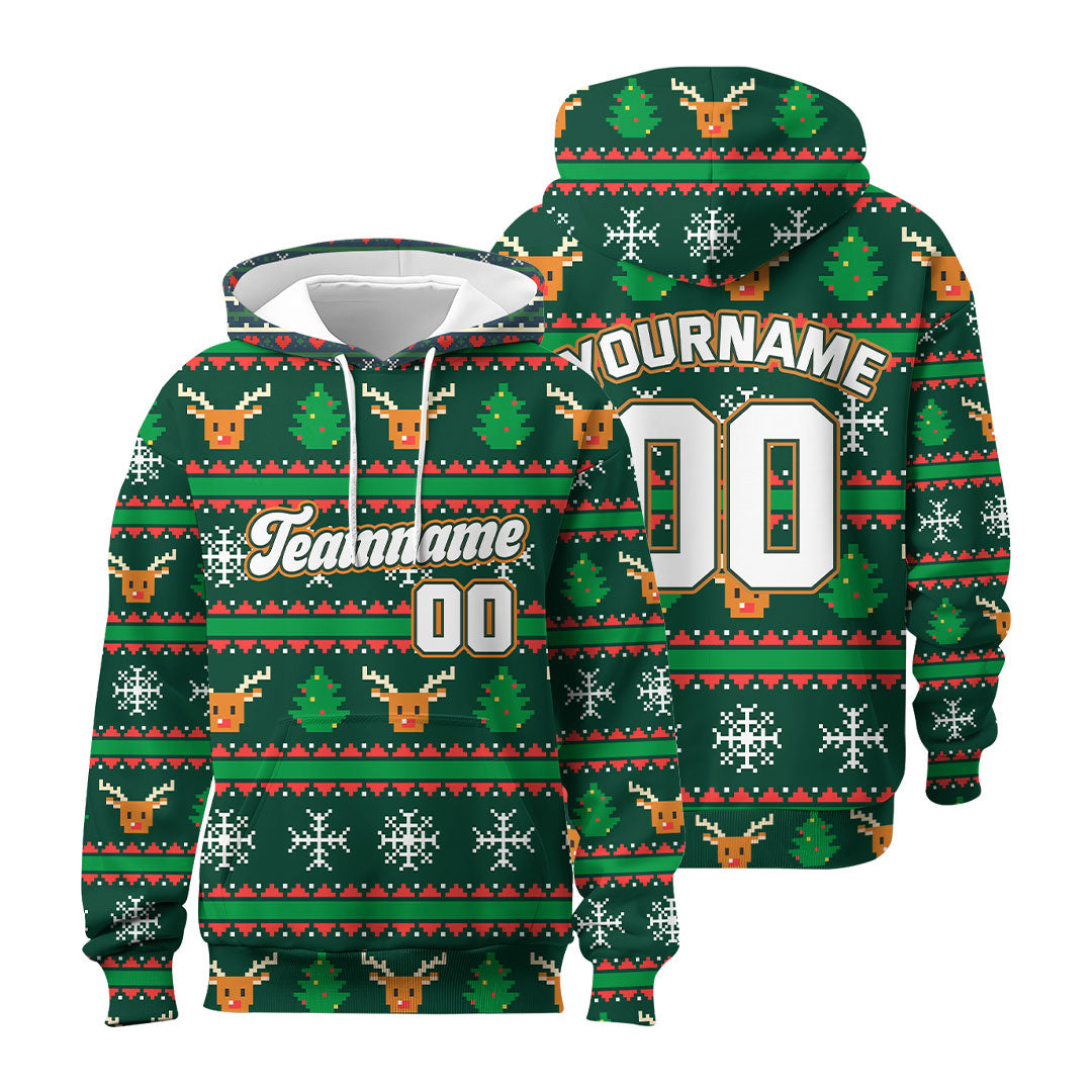 All Over Print Baseball Hoodie With Christmas Pattern