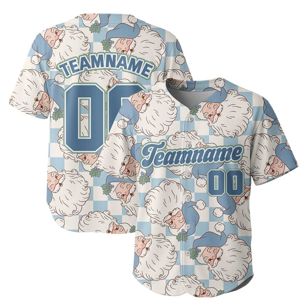 Custom Baseball Jersey with Christmas Checkerboard Pattern