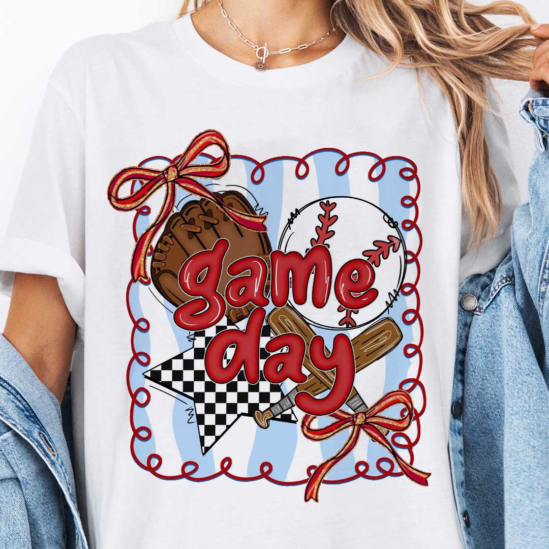 Coquette Game Day Baseball Mom - Black and White Baseball