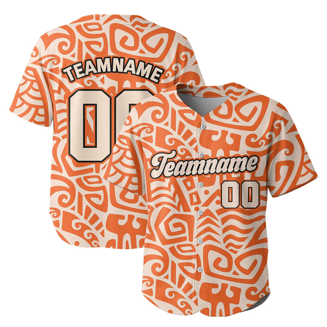 Custom Baseball Jersey with Tiki Pattern