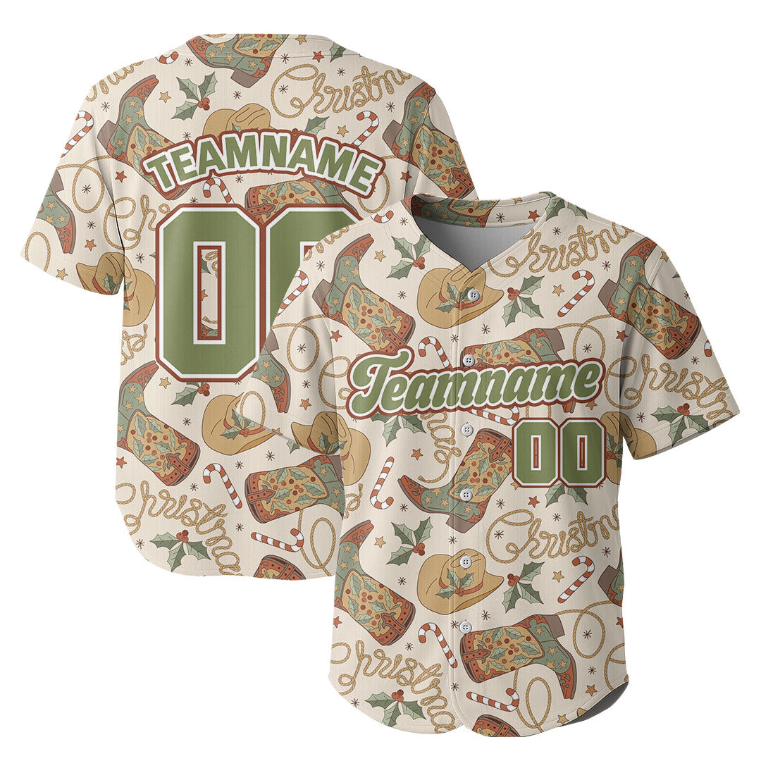 Custom Baseball Jersey with Howdy Christmas Pattern
