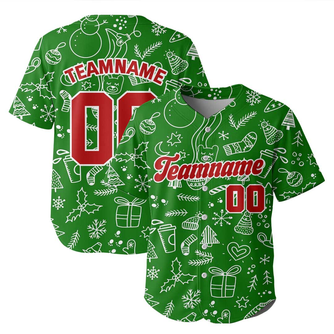 Custom Baseball Jersey with Christmas Doodle