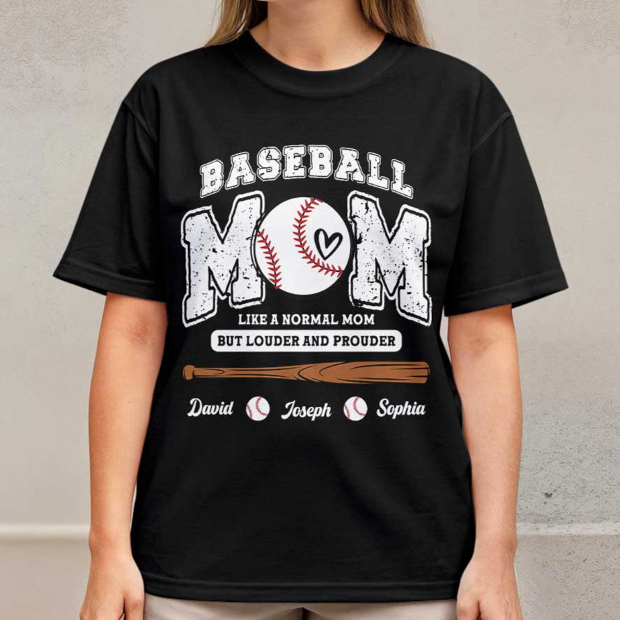 Baseball Parents Like A Normal One But Louder and Prouder - Black and White Baseball T-Shirt