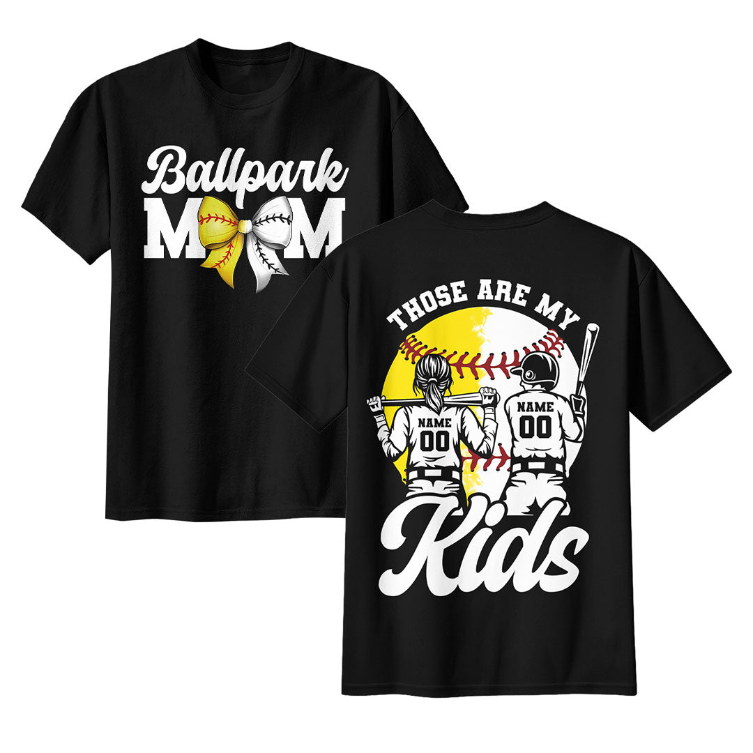 Ballpark Mom - Black and White Custom Tshirt