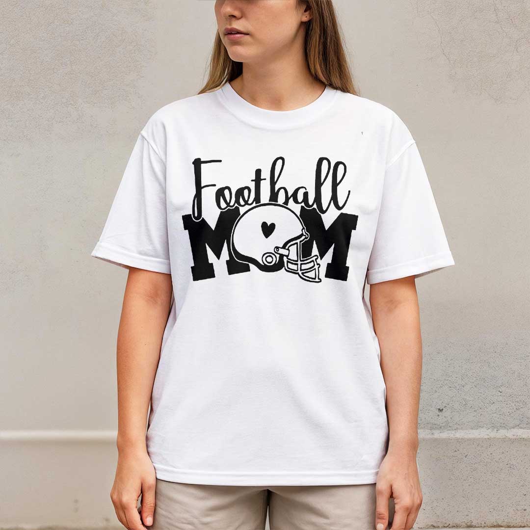 Custom Player Name and Number for Football Mom - White and Black Tshirt