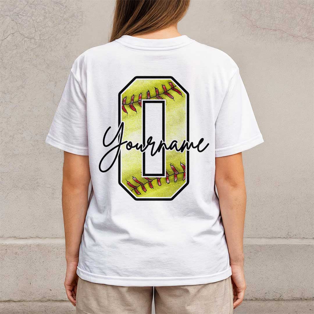 White Softball Tshirt with Player Custom Name and Number