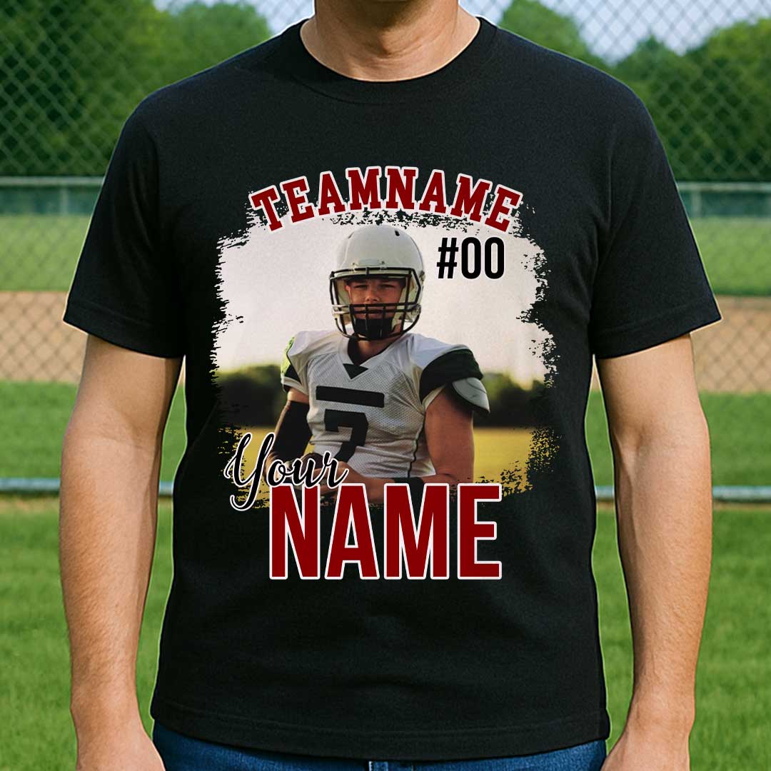 Custom Photo Football Tshirt with Player Name and Number