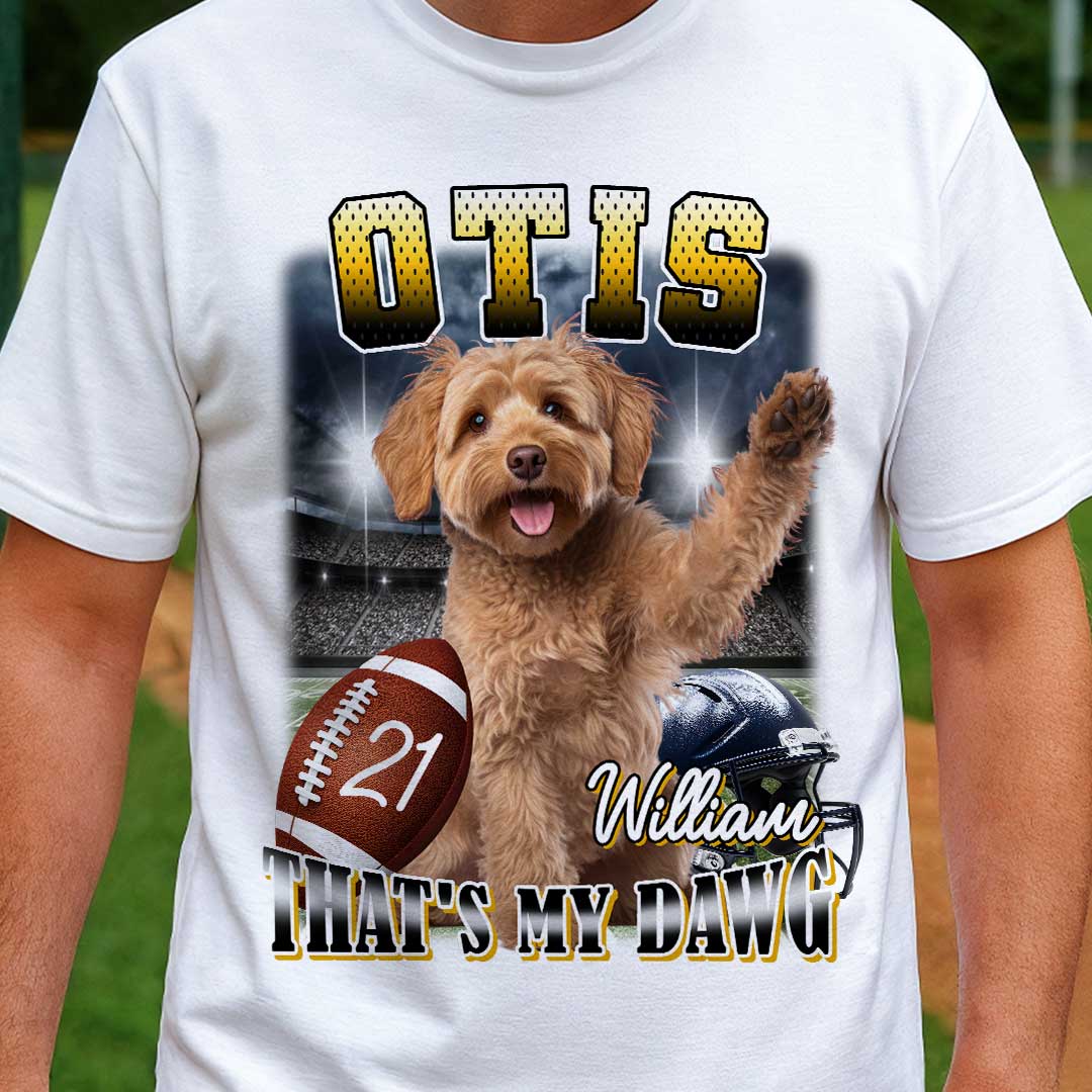 Personalized Pet Photo T-Shirt with Football Theme