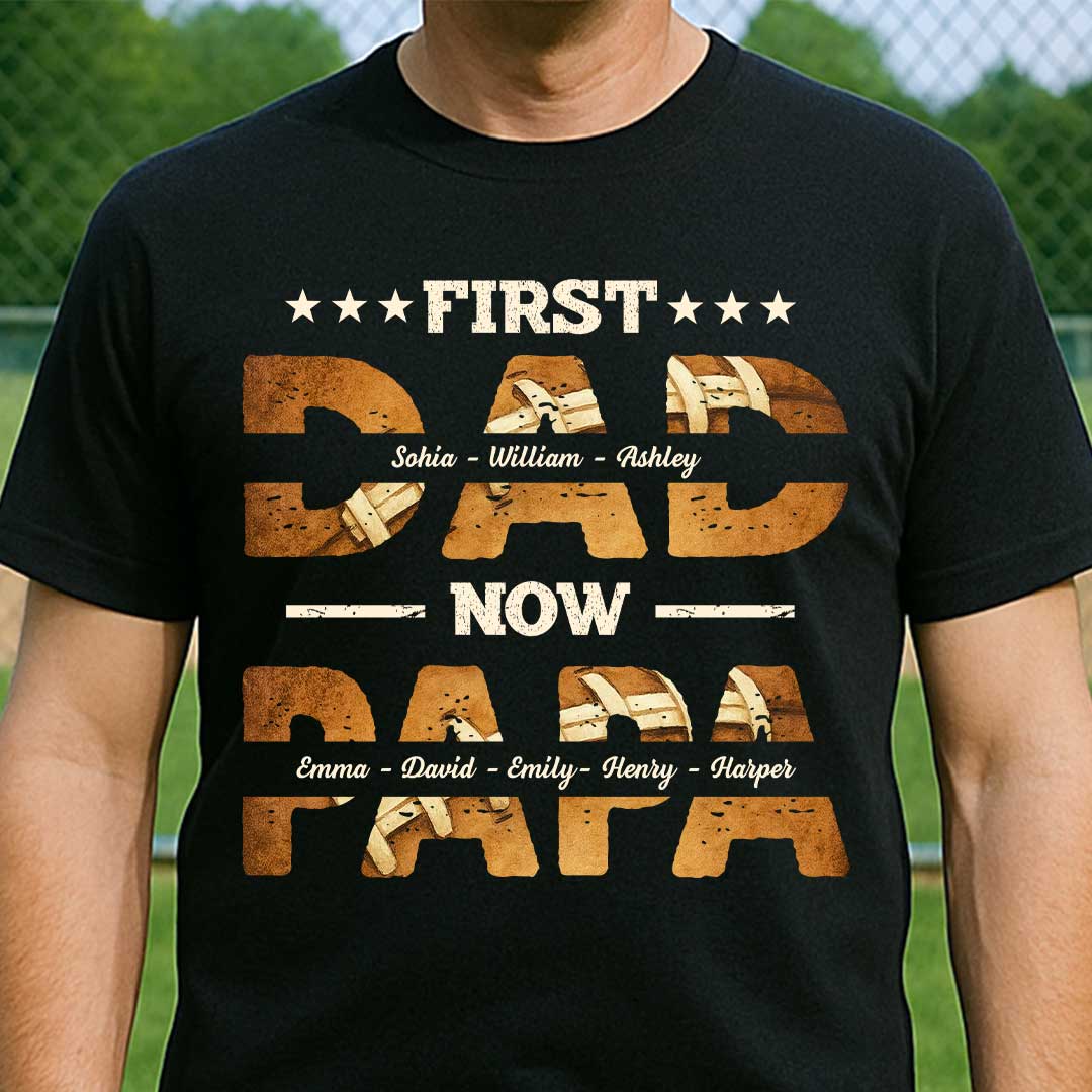 Personalized Football Dad Football Grandpa T-Shirt with Kids Name