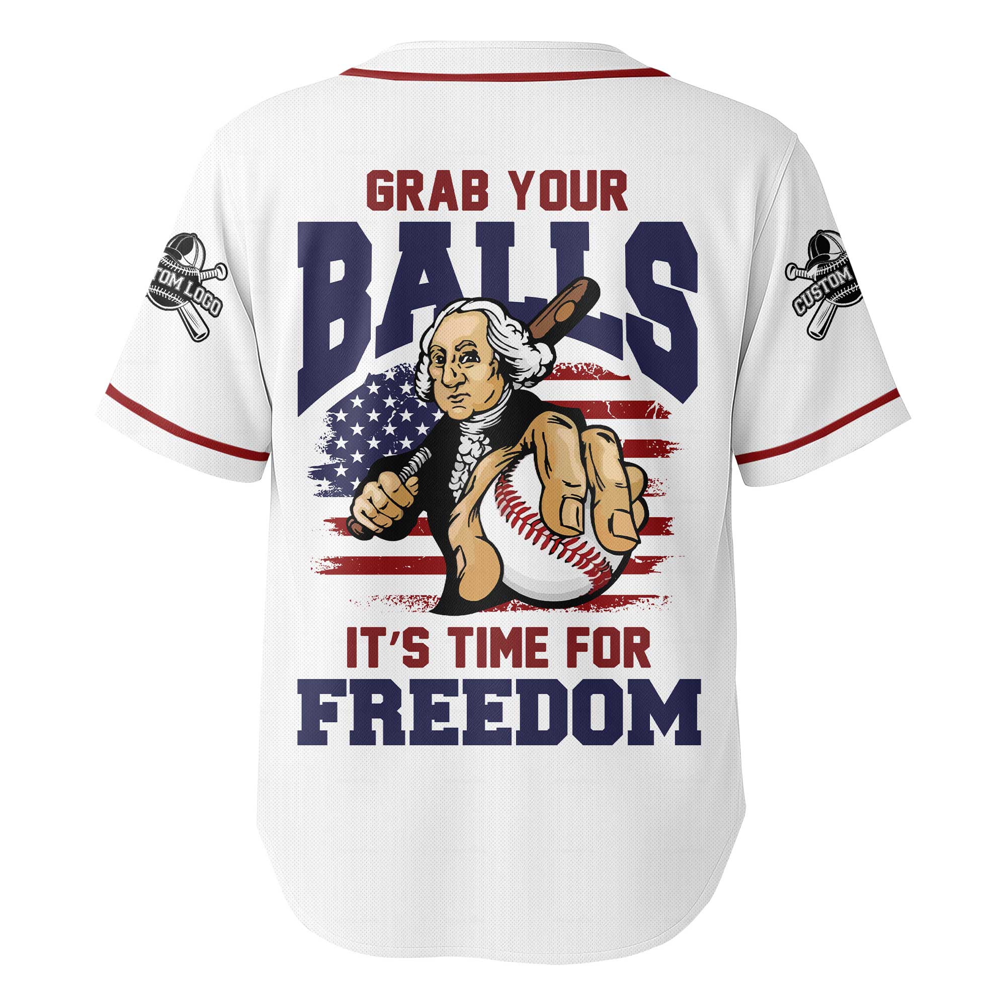 It's Time For Freedom - Custom White Red Pinstripes Baseball Jersey
