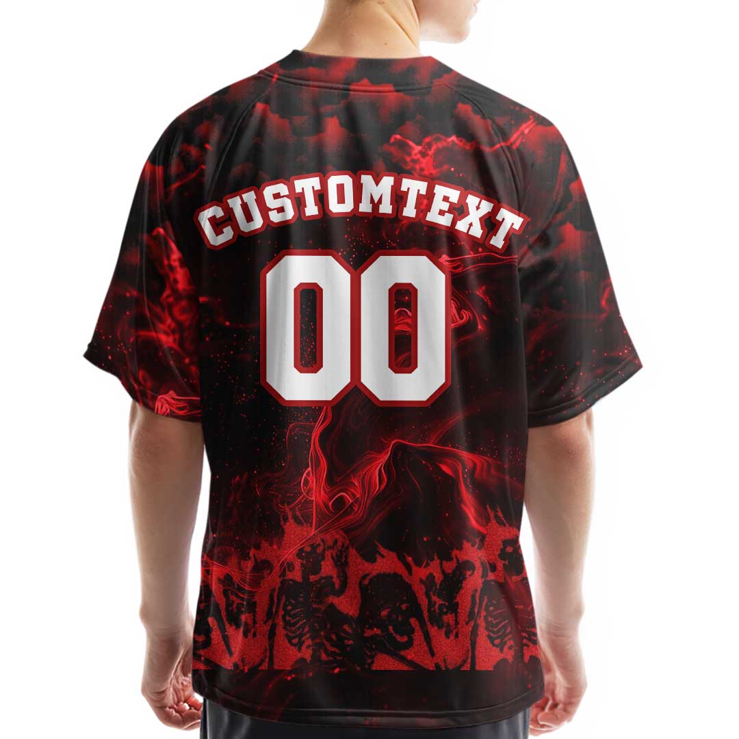 Coach - Custom Black Red Halloween Baseball Jersey