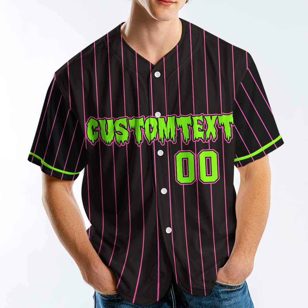 Respect The Drip - Custom Black Green Halloween Baseball Jersey