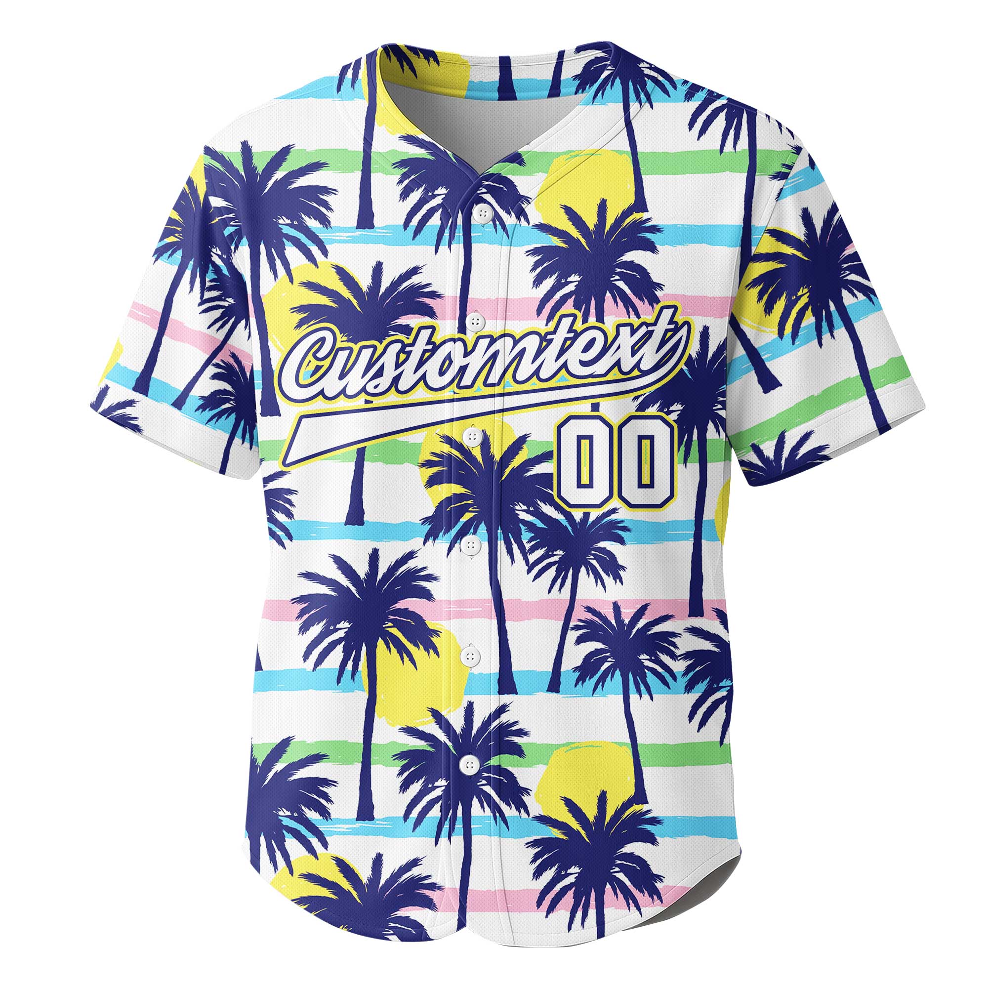 Custom Hawaii Palm Tree Sunrise Baseball Jersey