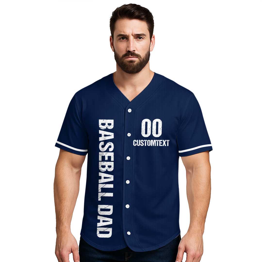 Baseball Dad My Favorite Baseball Player Call Me Dad - Custom Navy White Baseball Jersey