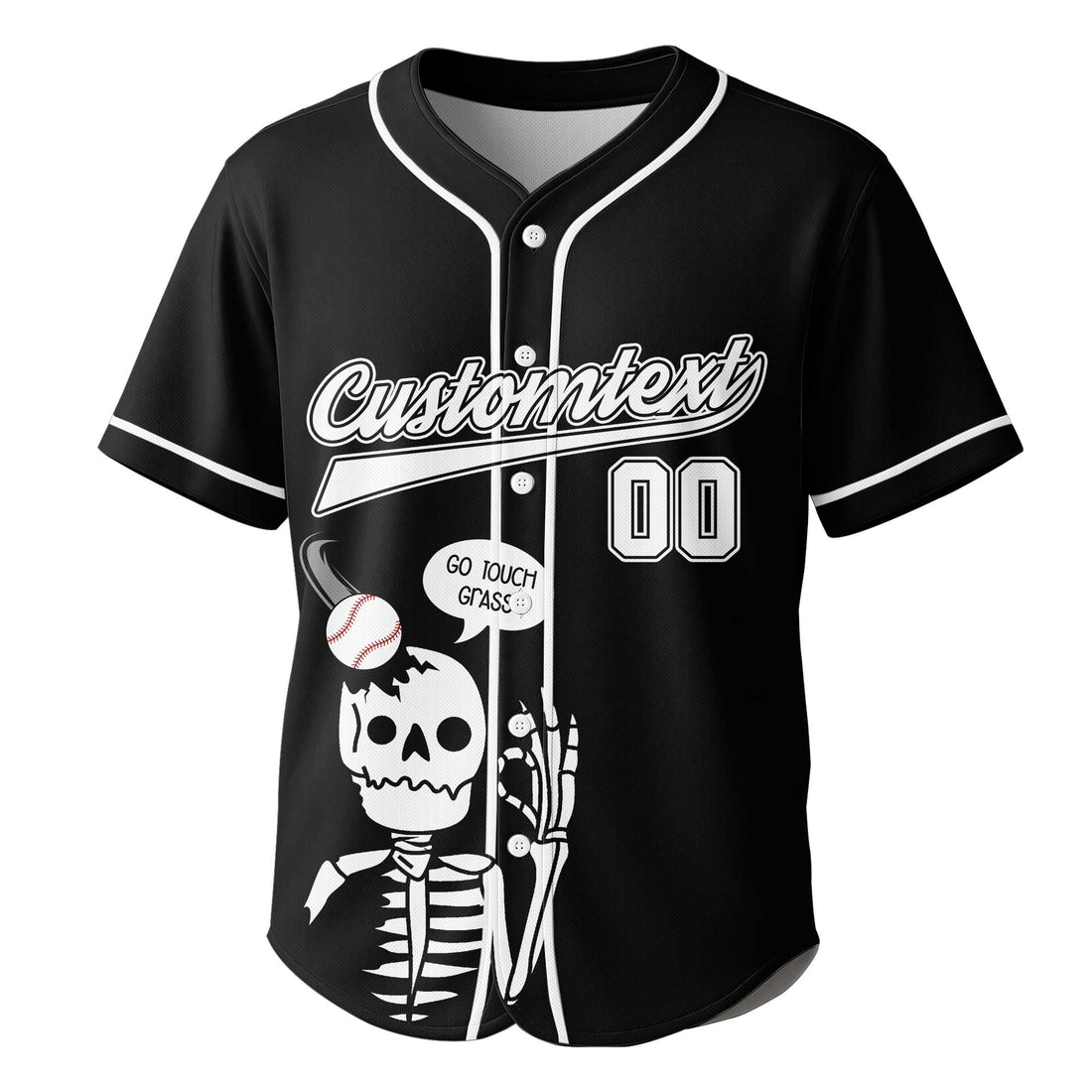 Here To Touch Grass - Custom Black Baseball Jersey
