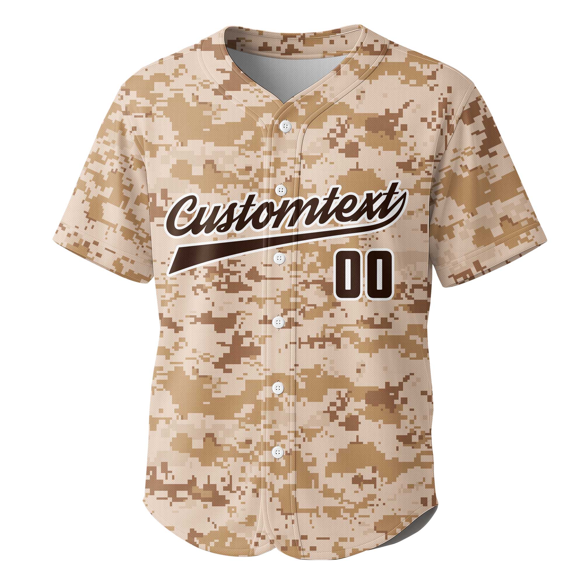 Custom Sand Camouflage Pattern Baseball Jersey