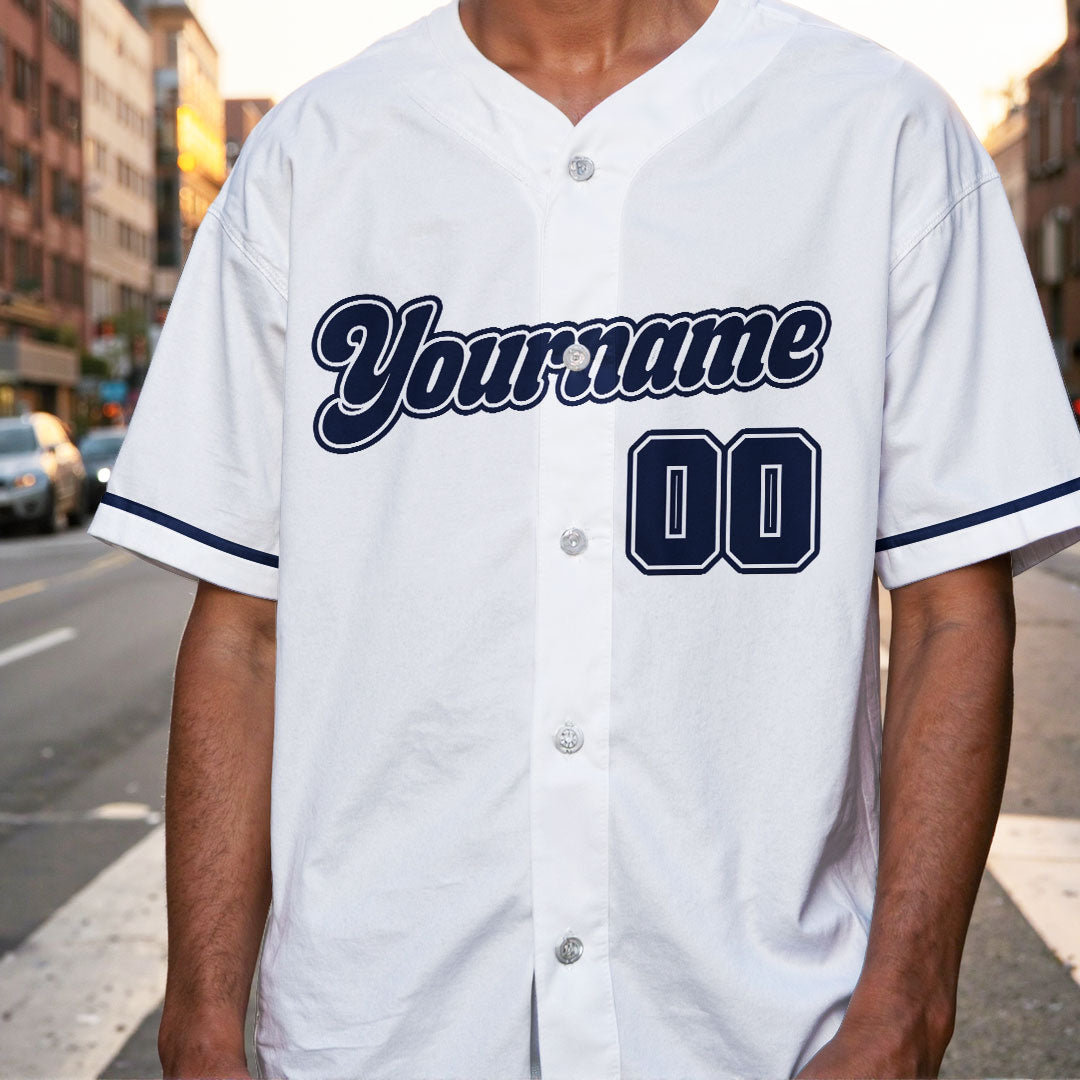 Real Men Spin For Wins - Custom White Navy Baseball Jersey