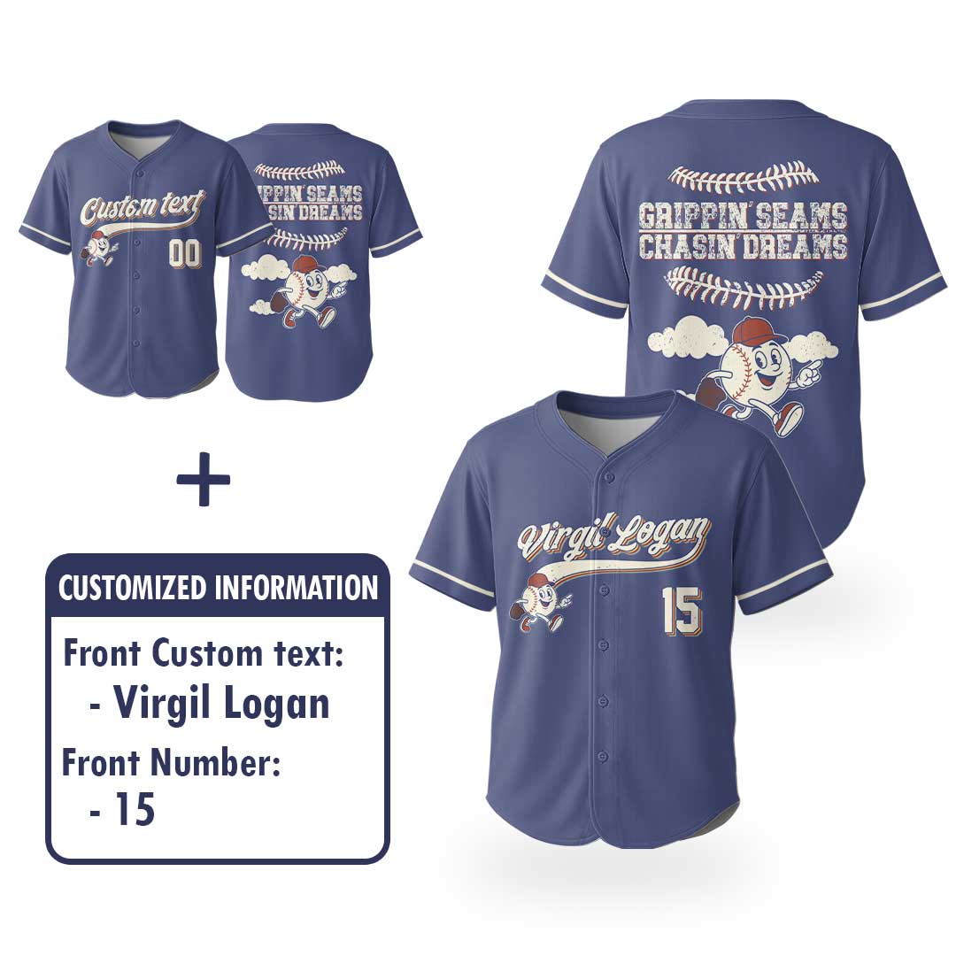 Grippin Seams Chasin Dreams - Custom Vintage Navy Baseball Jersey