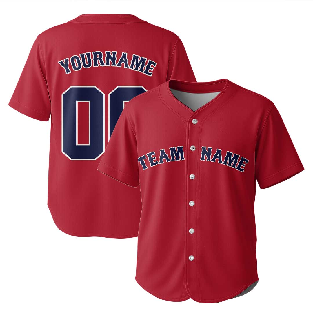 Custom Baseball Jersey with White Navy Red Color