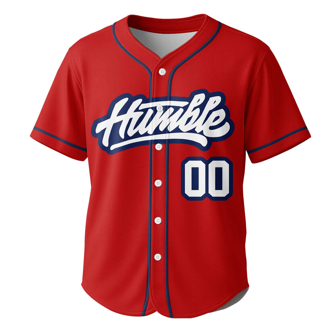 BE HUMBLE - Custom Red Navy Baseball Jersey