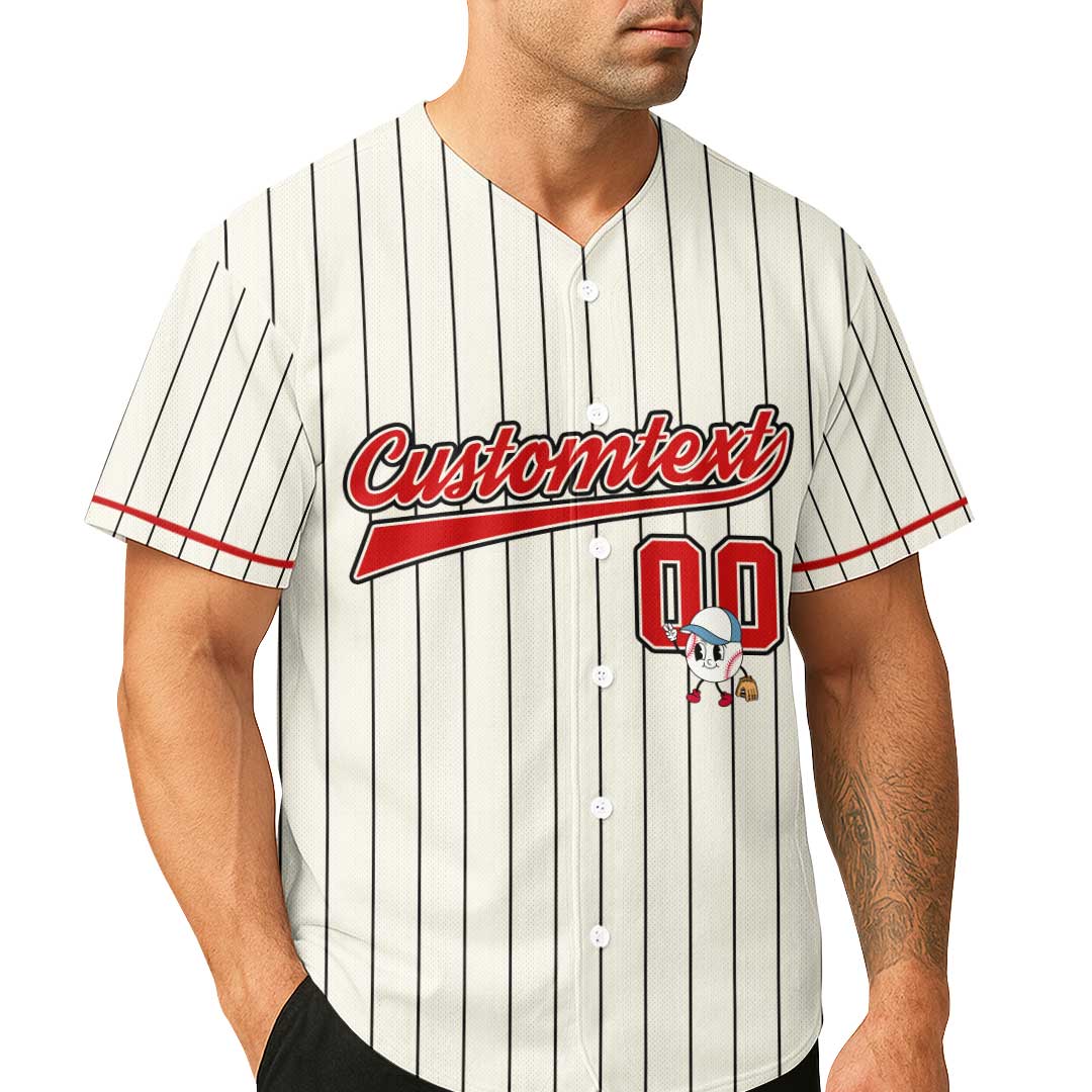 Calm Your Mitts - Custom Cream with Black Stripes Baseball Jersey