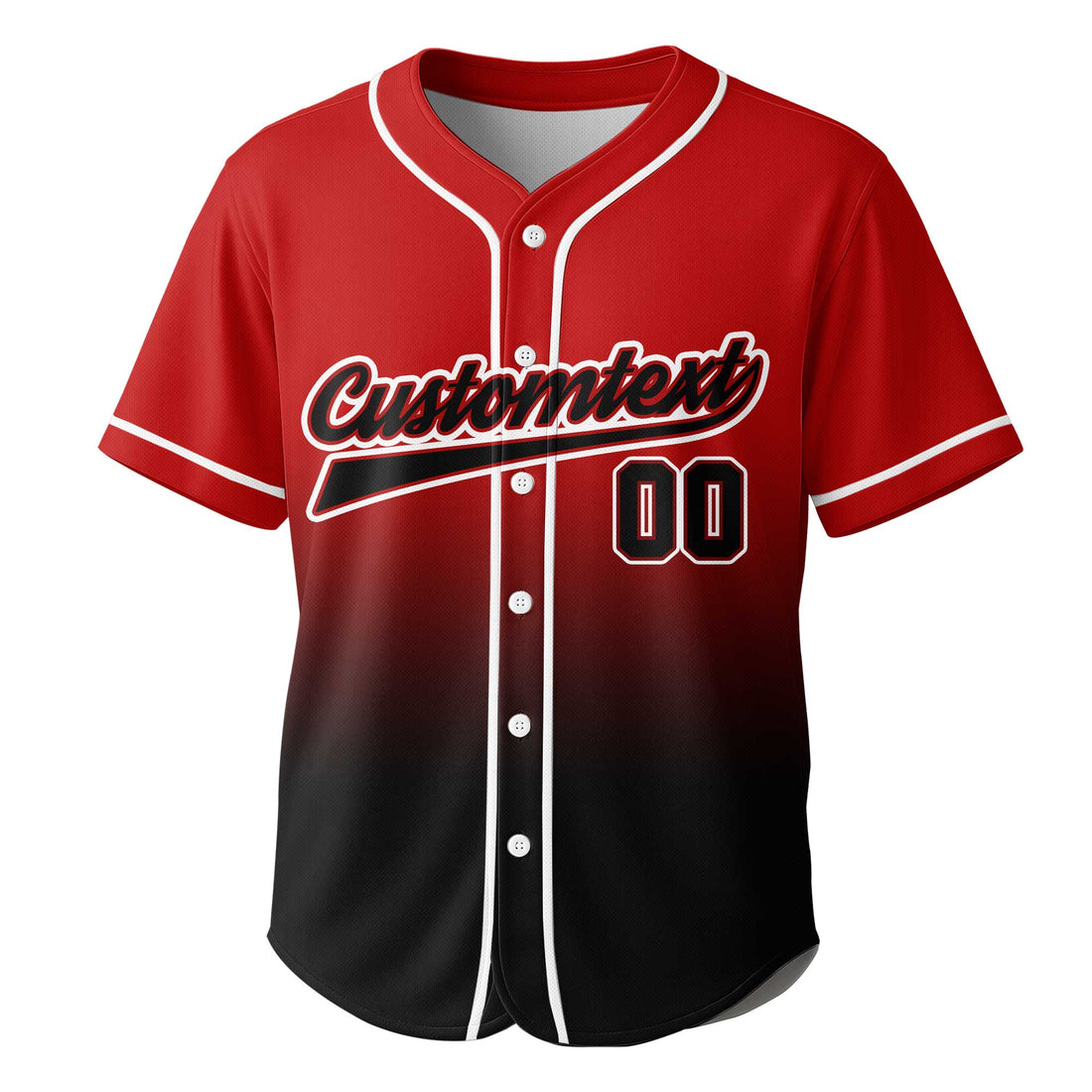 No Days Off - Custom Red Black Gradient Baseball Jersey