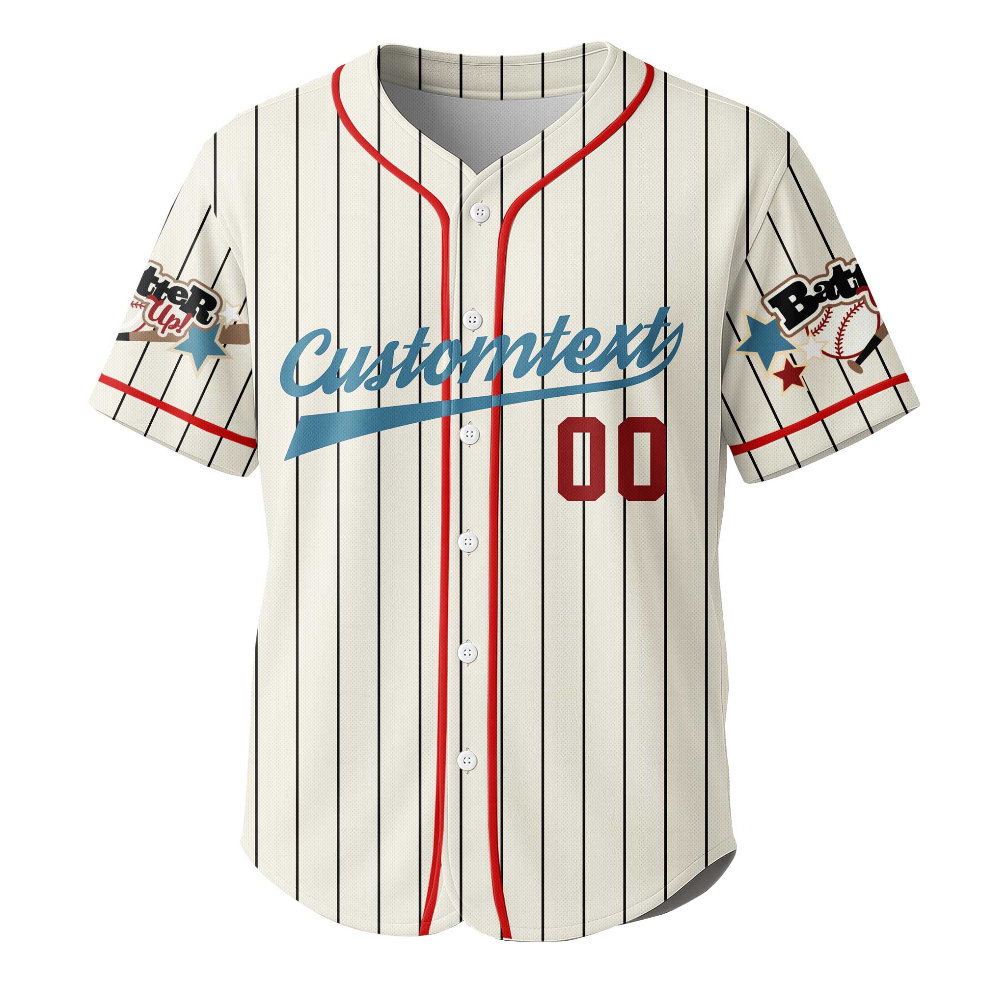 Baseball Slangs - Custom Cream Red Blue Baseball Jersey