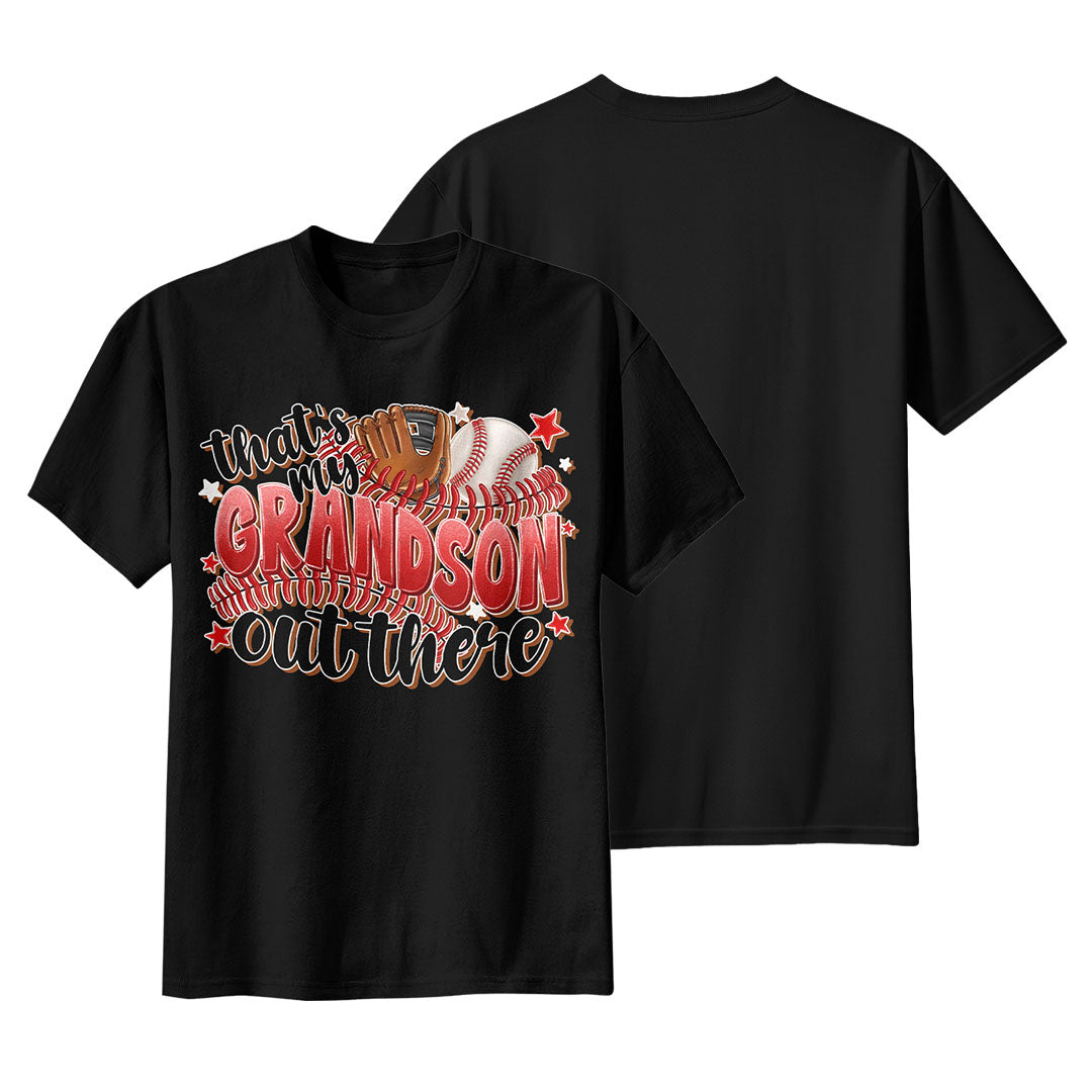 That's My Grandson Out There - White and Black Baseball T-Shirt