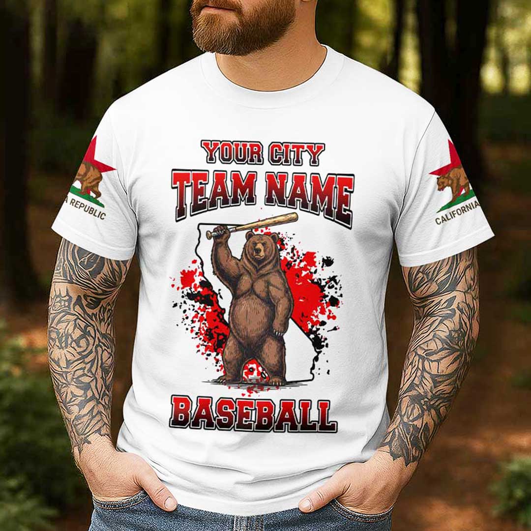 California Baseball Team - Black White Baseball T-Shirt
