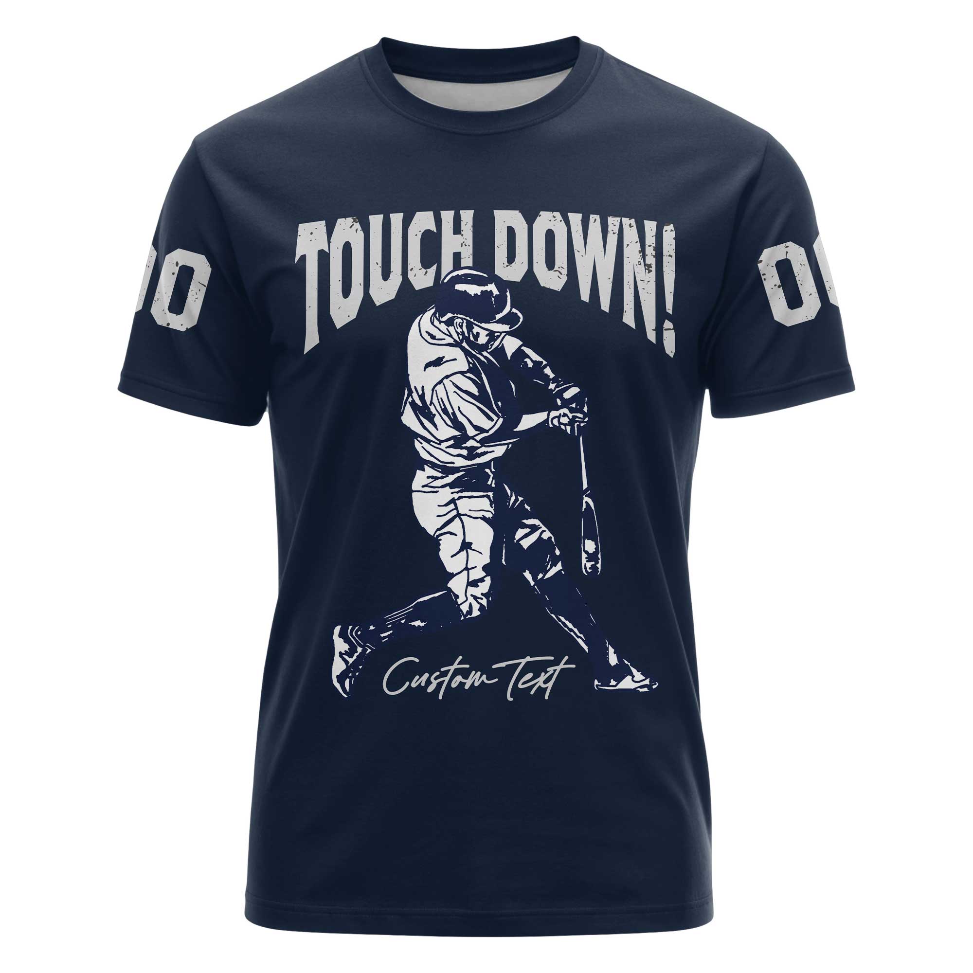 Custom Text Custom Number Touch Down Shirt Baseball