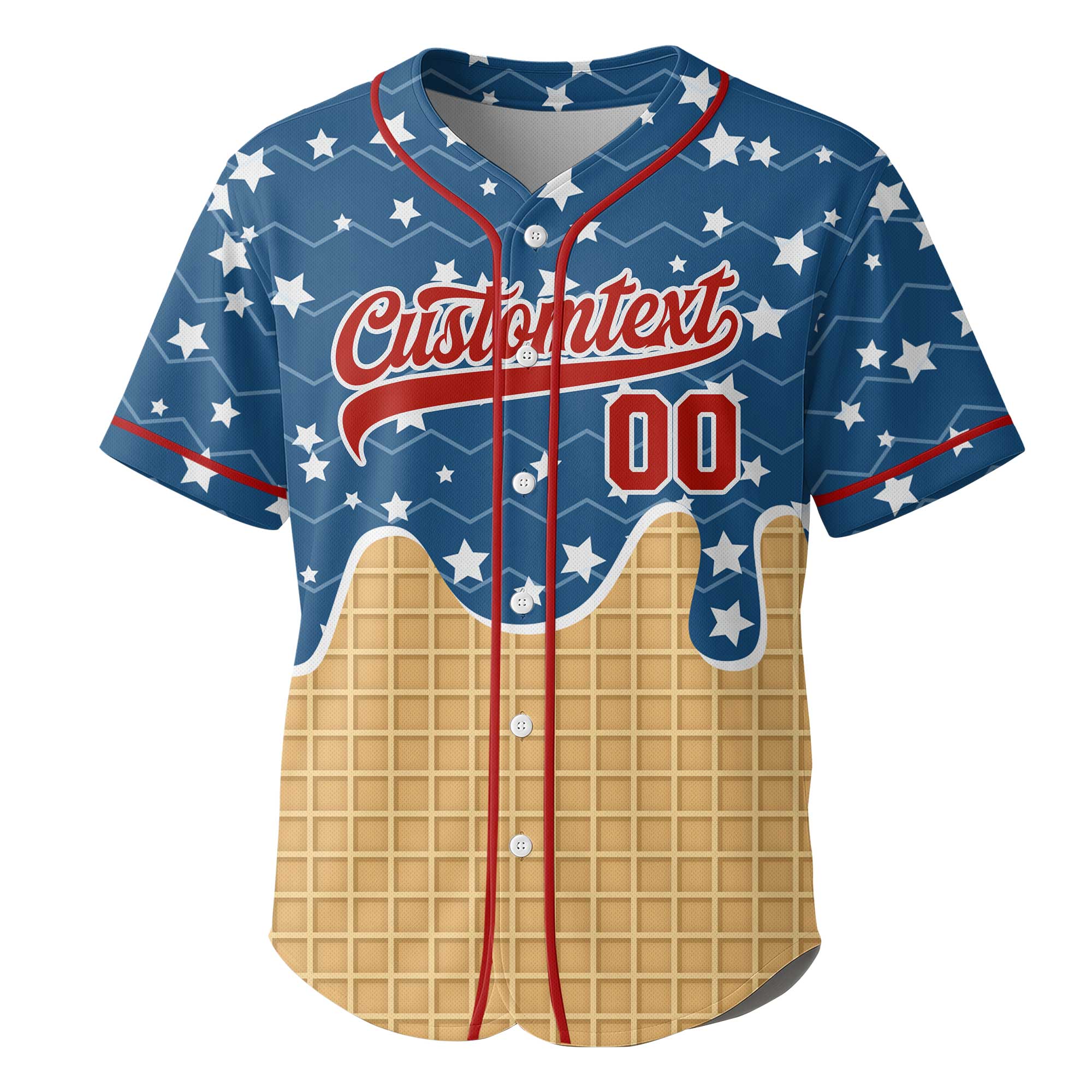 America's Favourite Pastime - Custom 4th Of July Ice Cream Baseball Jersey
