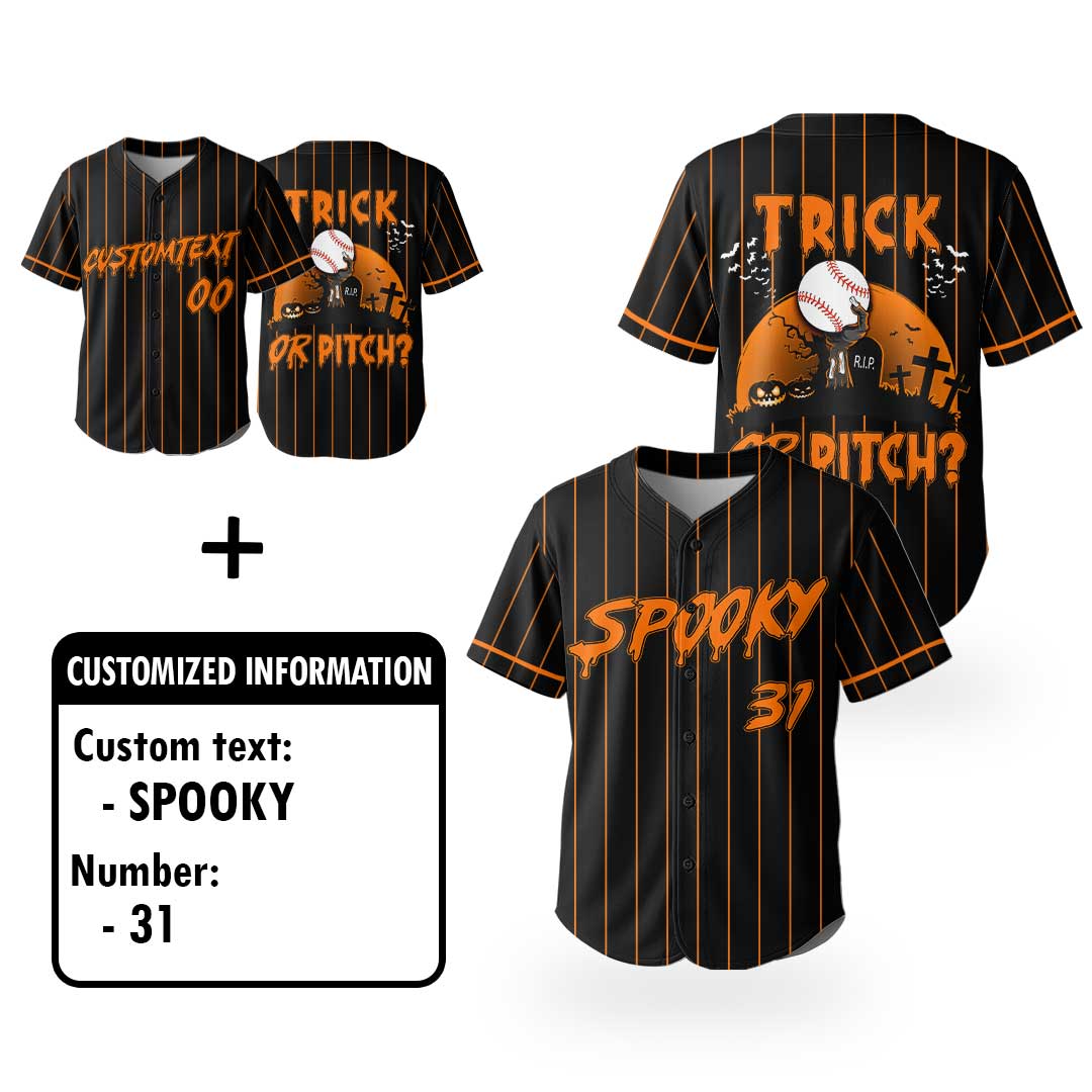 Trick Or Pitch - Custom Halloween Baseball Jersey