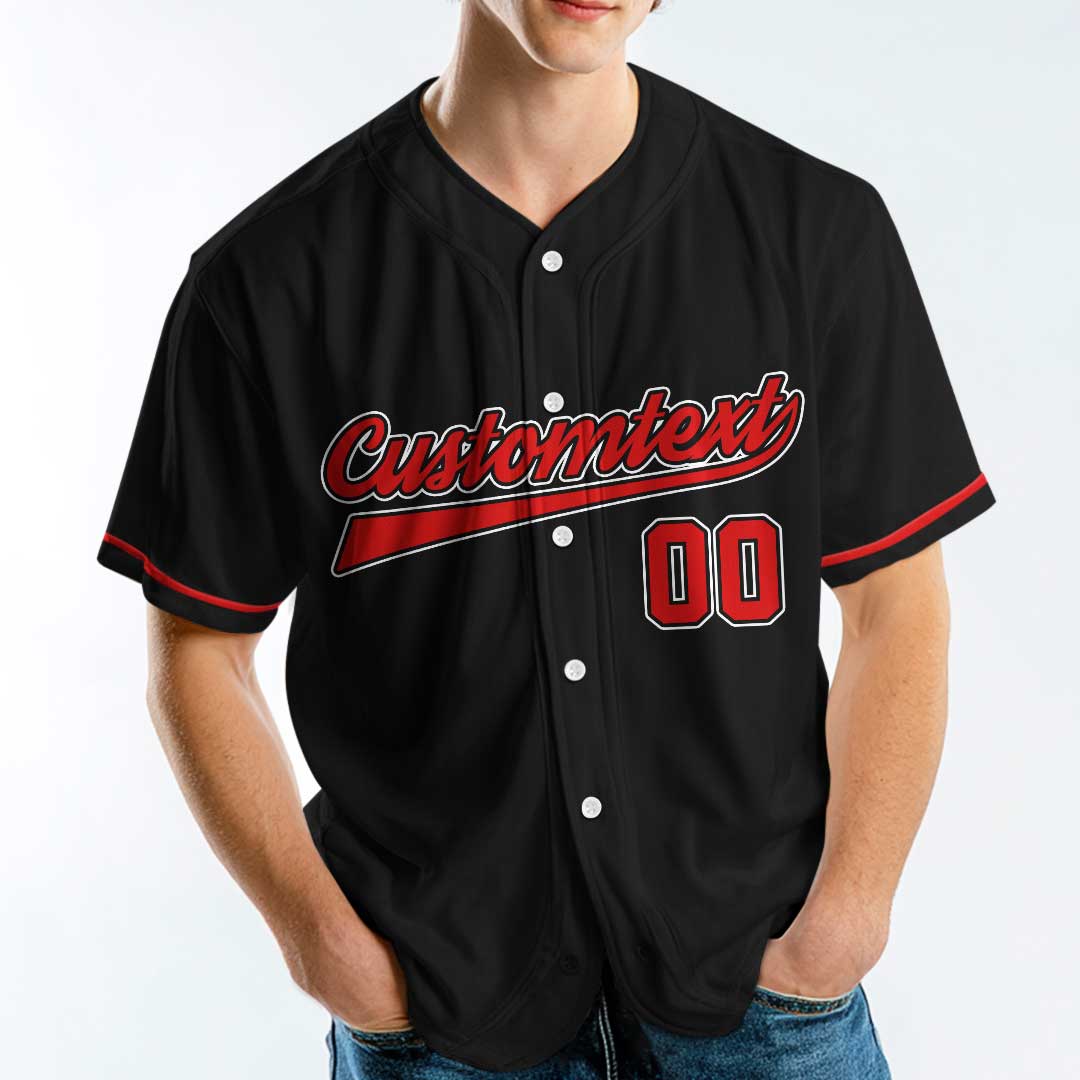 Only If I Swing At People - Custom Black Red Halloween Baseball Jersey