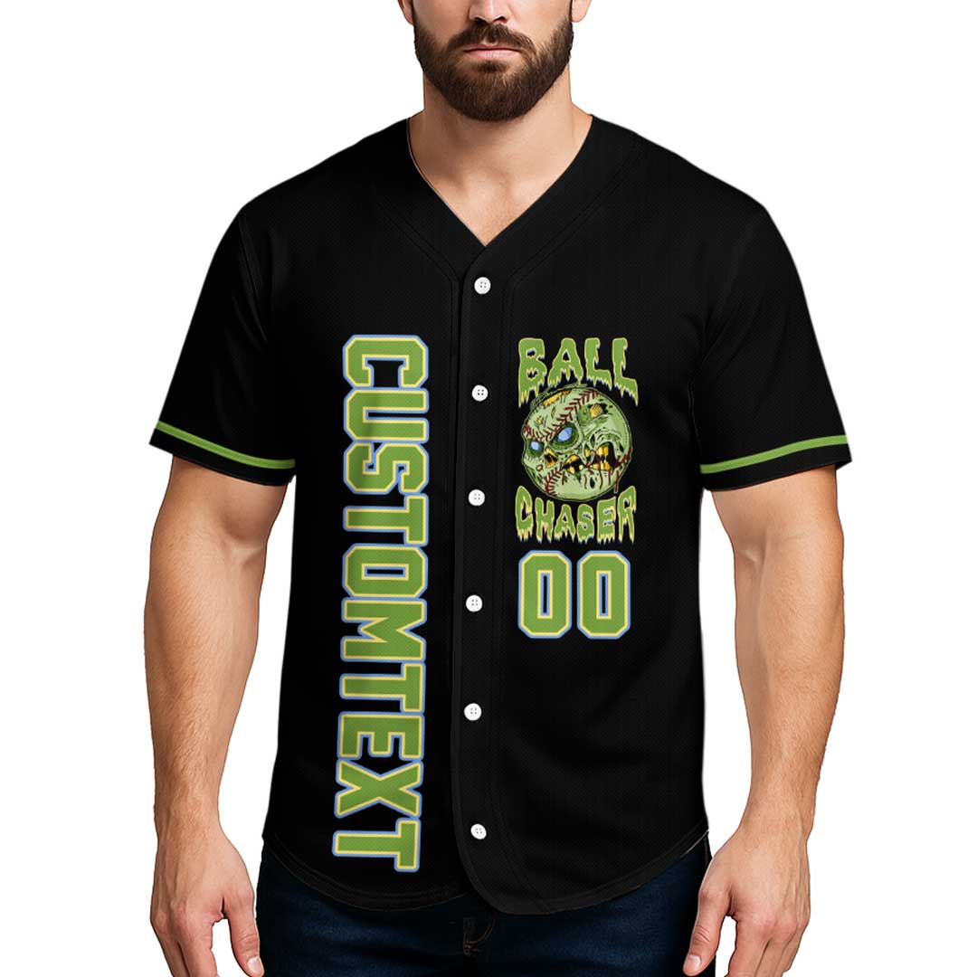 Chase The Undead - Custom Black Halloween Baseball Jersey
