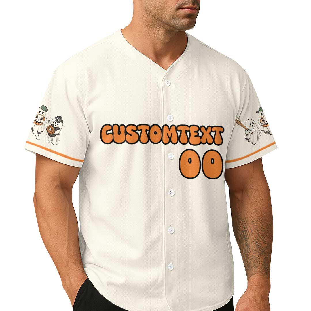 Ghouls Just Wanna Have Fun - Custom Cream Orange Halloween Baseball Jersey