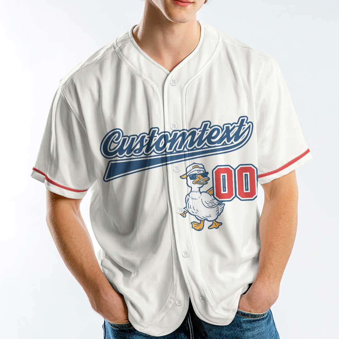 Hey Batter Batter Swing - Custom White Red Baseball Jersey