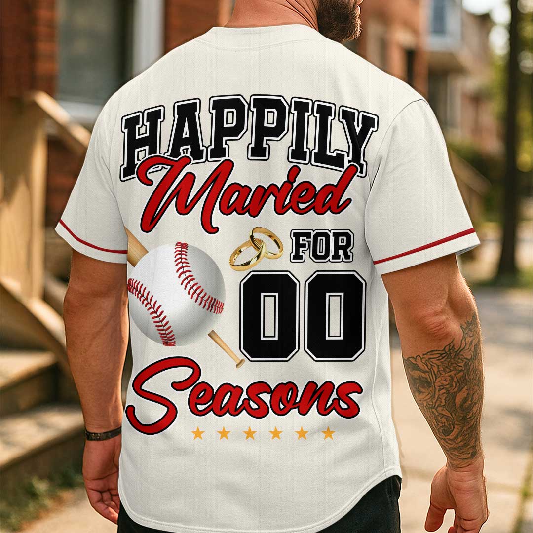 Happily Married - Custom Couple Baseball Jersey