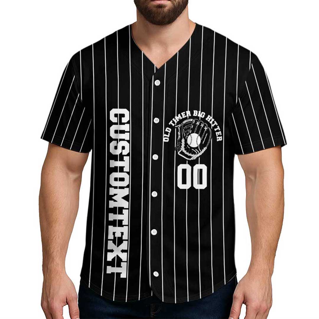 Ignore All Old Man Problems To Play Baseball - Custom Black with White Stripes Baseball Jersey