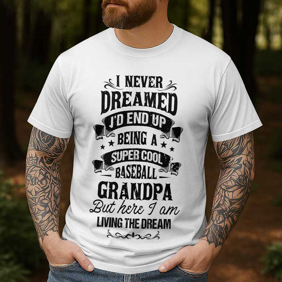 Super Cool Baseball Grandpa - Black White Baseball T-Shirt