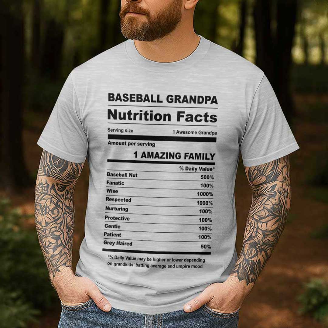 Baseball Grandpa Facts - Black Grey Baseball T-Shirt