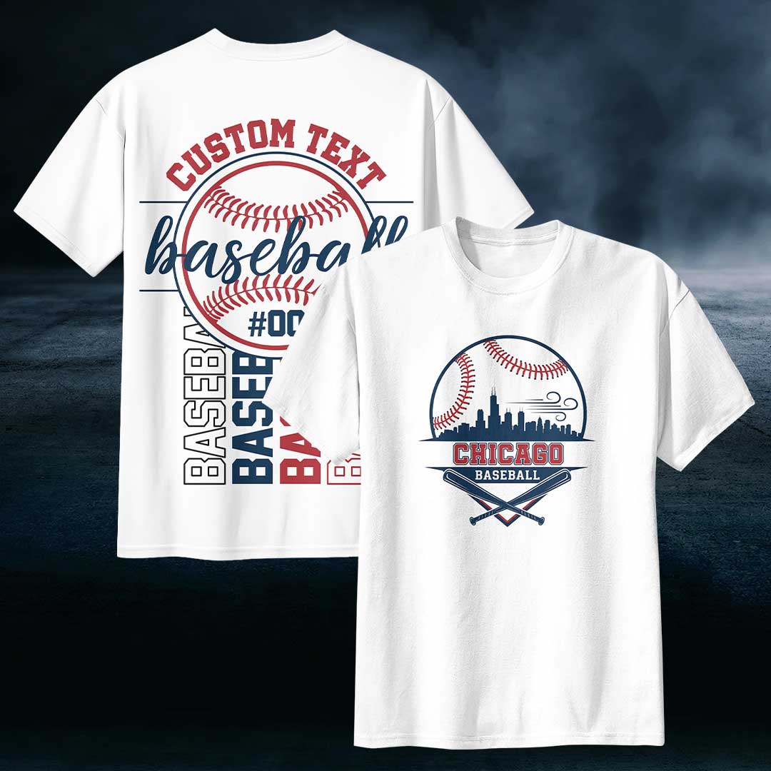 Custom Baseball State Series - Black White Baseball T-Shirt