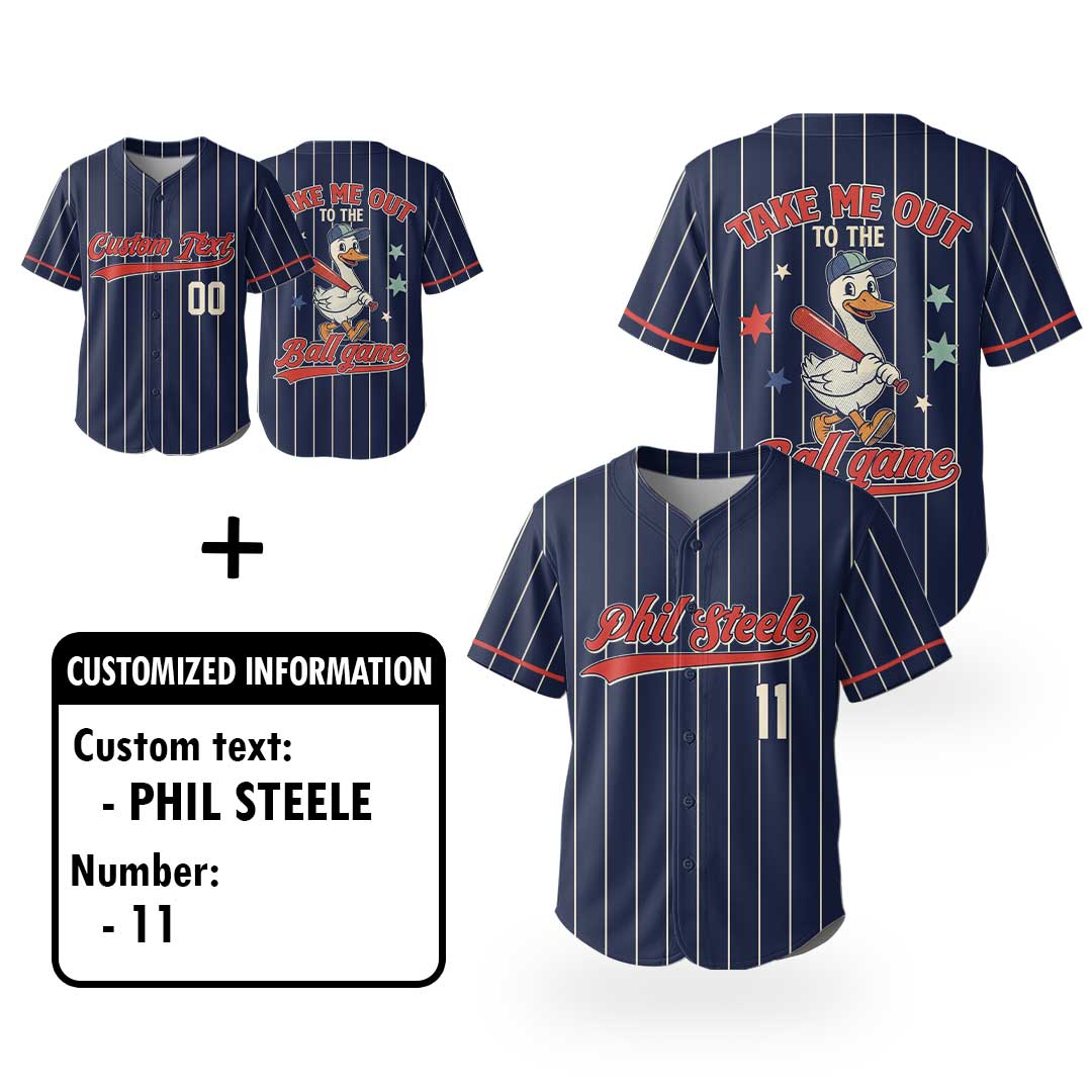 Take Me Out To The Ball Game - Custom Navy Baseball Jersey