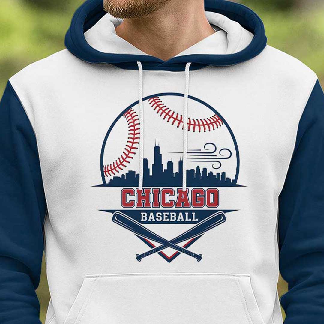 Baseball Chicago State Series - Custom White & Navy Baseball Hoodie
