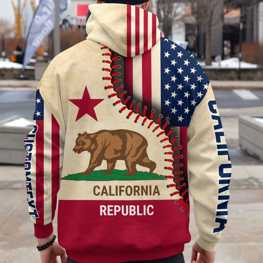 Baseball California State Series - Custom All Over Print Baseball Hoodie