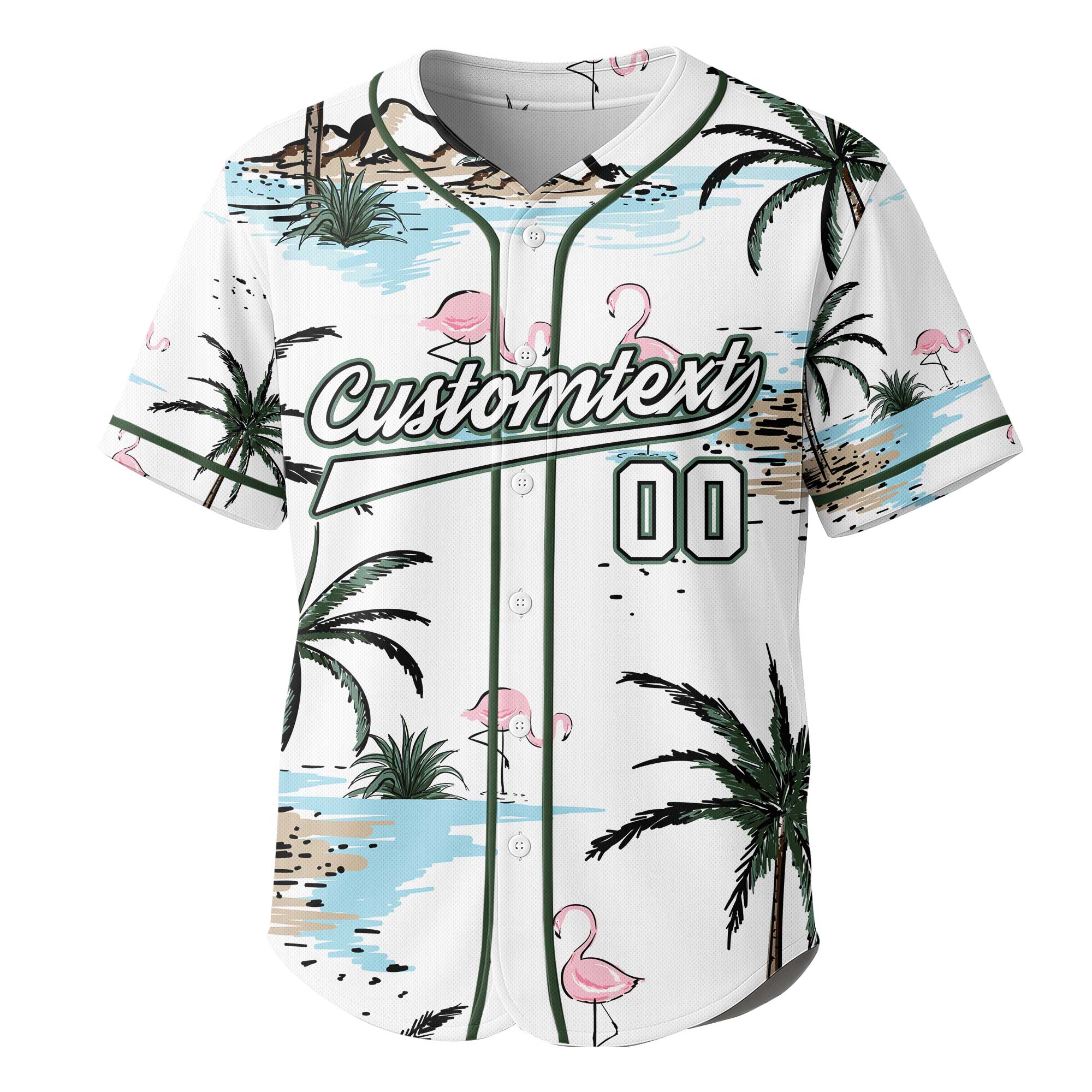 Custom Flamingo Summer Beach  Baseball Jersey