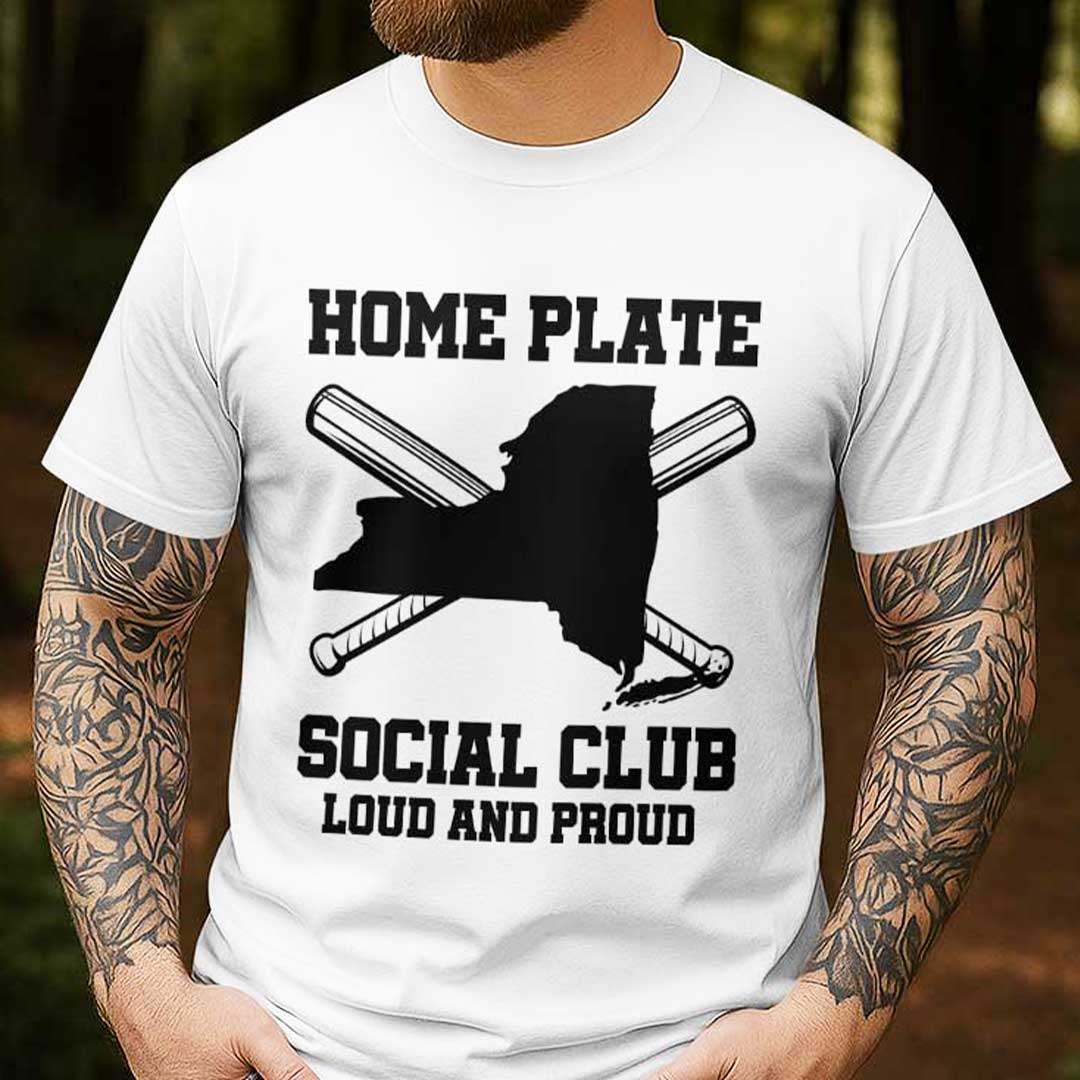 California Home Plate Social Club - Black White Baseball T-Shirt