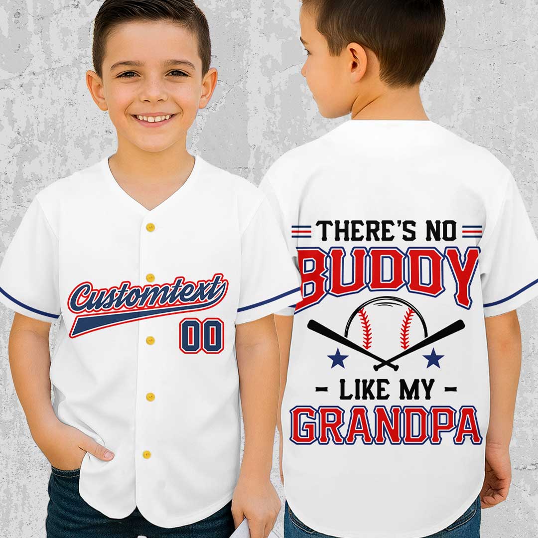 There's No Buddy Like Mine - Custom White Matching Baseball Jersey