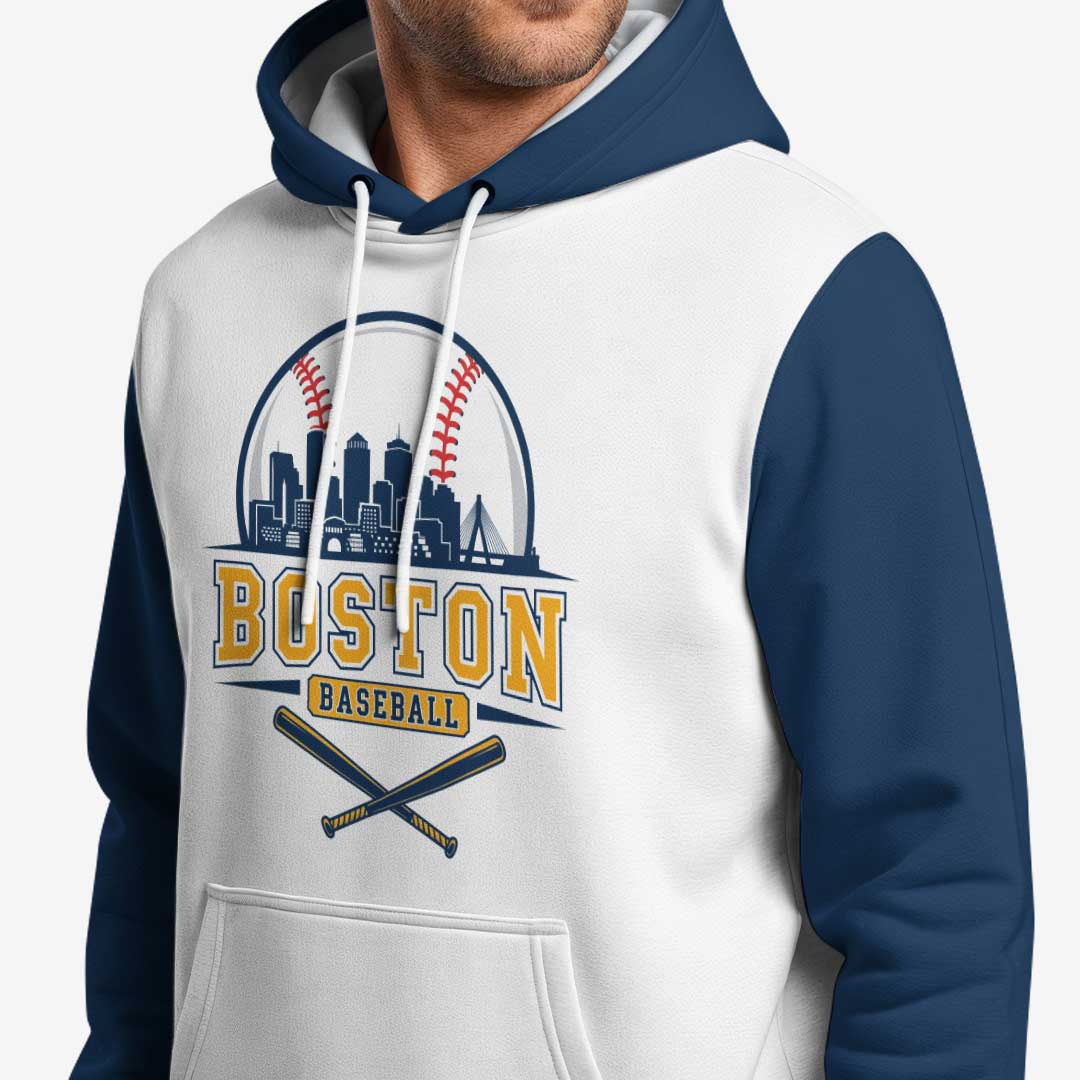 Baseball State Series - Custom White & Navy Baseball Hoodie