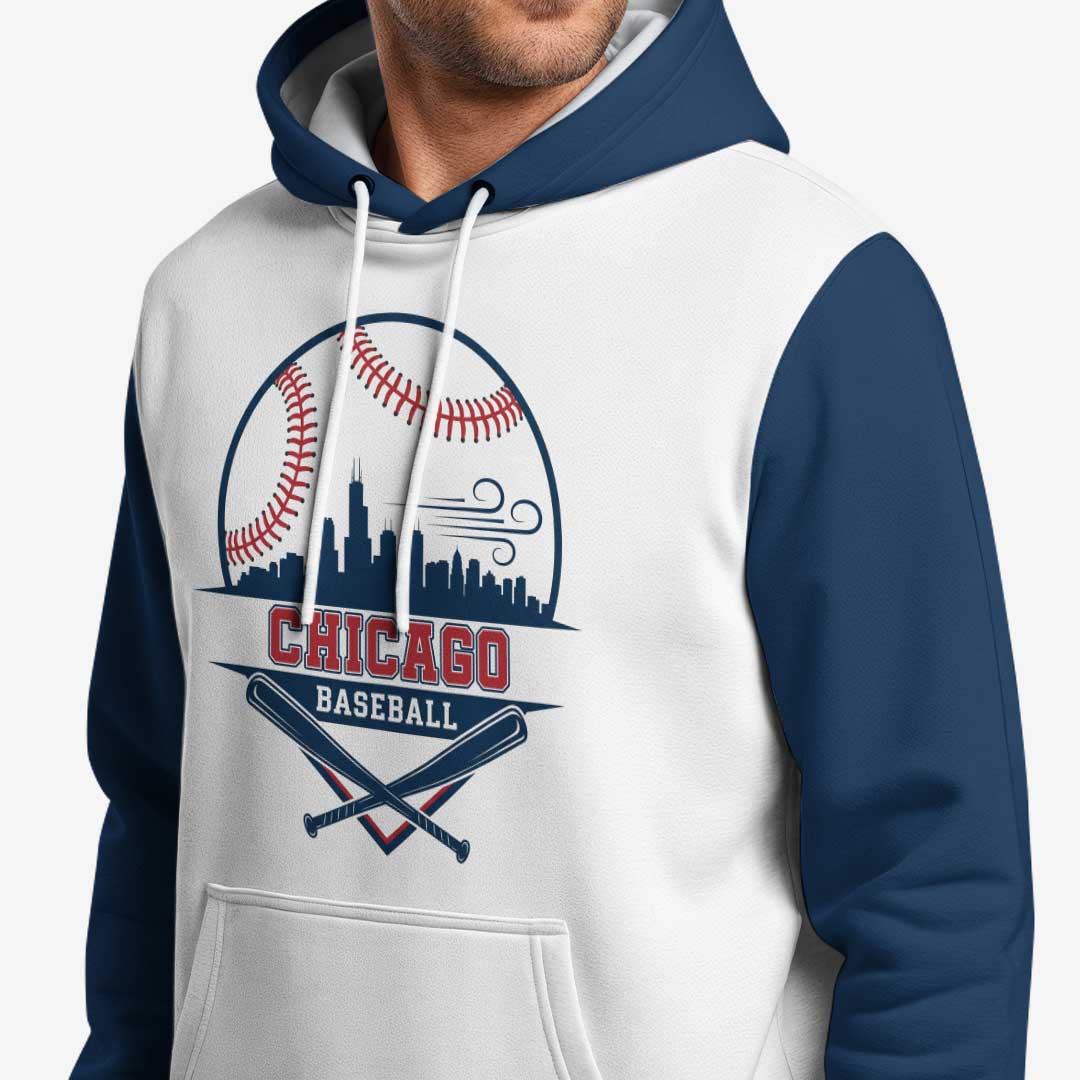 Baseball Chicago State Series - Custom White & Navy Baseball Hoodie